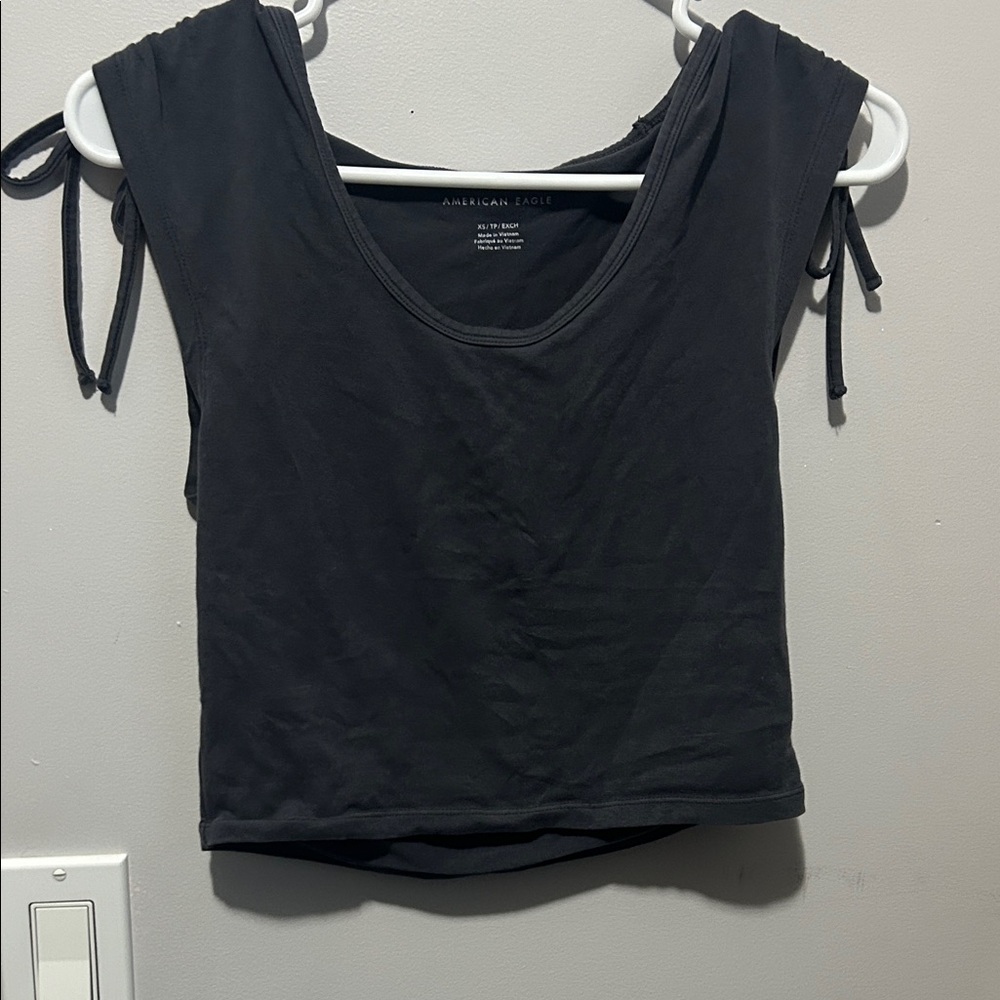 American Eagle Outfitters Charcoal Crop Top